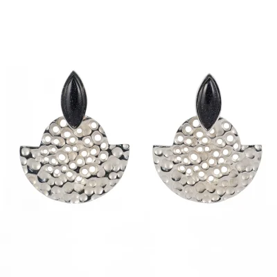 Pendientes Frutos plata rodiada y aventurina azul